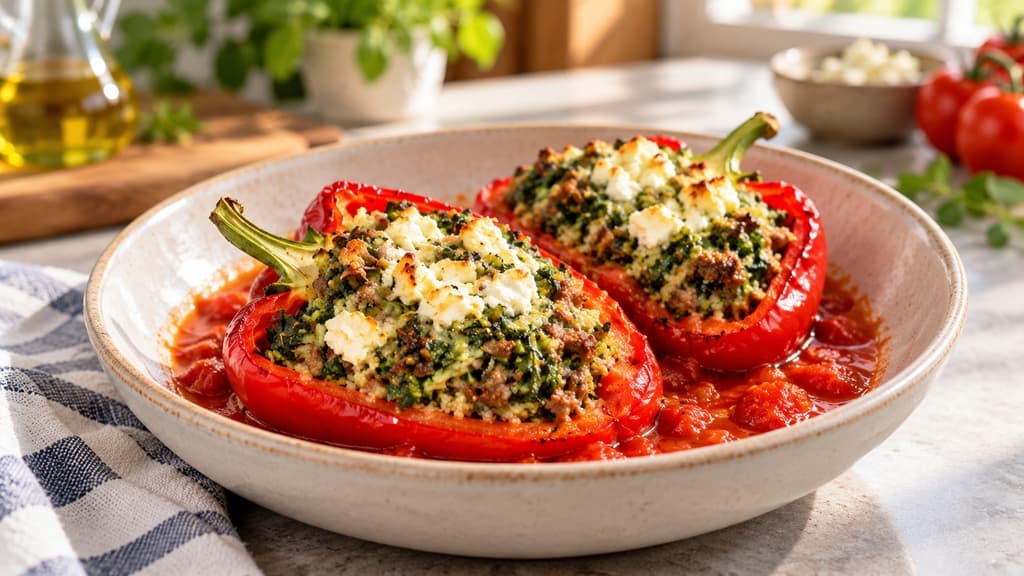 Zapečene punjene paprike s feta sirom