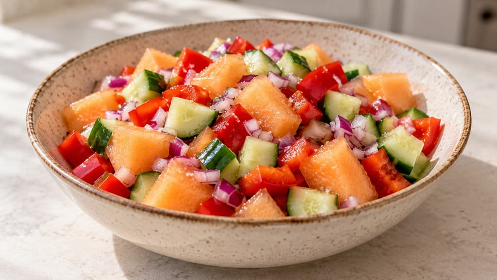 Salata od dinje, crvene paprike i krastavca