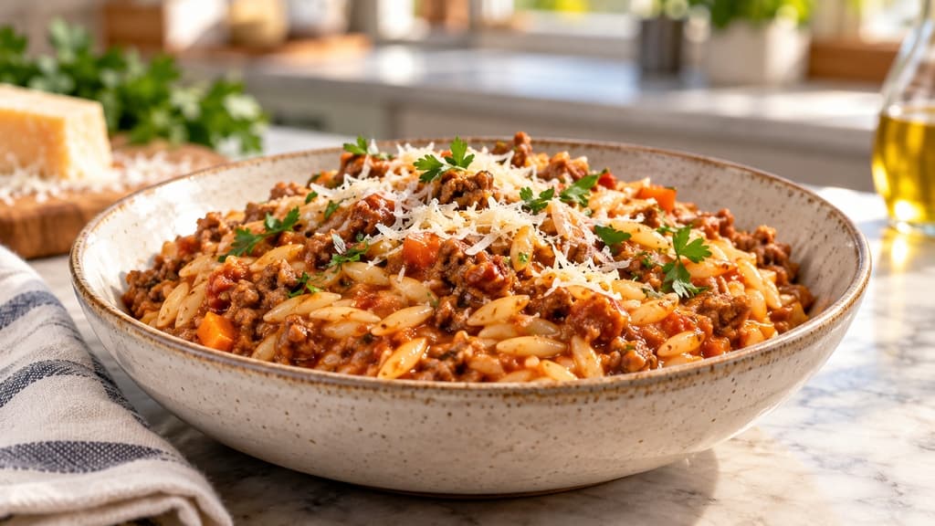 Orzo s bolognese umakom